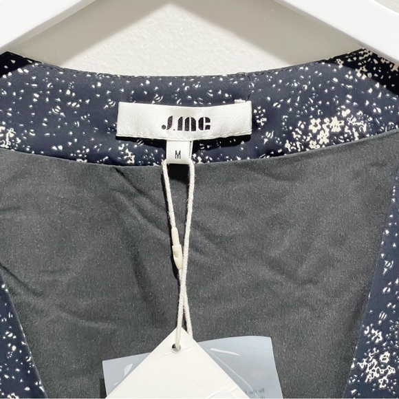 J.ING Women’s Black Abstract Print True Wrap Dress Ruffle Hem Short Sleeve Sz M - Picture 8 of 12